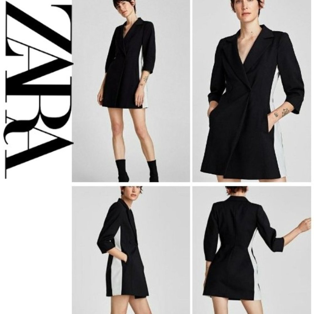 Zara Blazer Dress with Stripe Detail - Size L